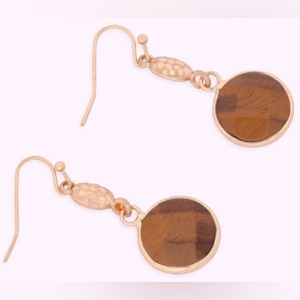 #1111 Boho Brown Natural Stone Earrings